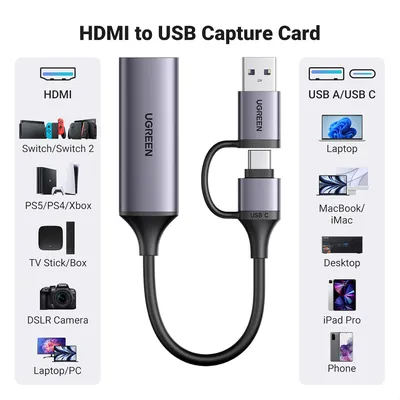 Thiết bị ghi hình HDMI to Type C / USB 2.0 Full HD 1080p@60Hz Ugreen 25854 CM716