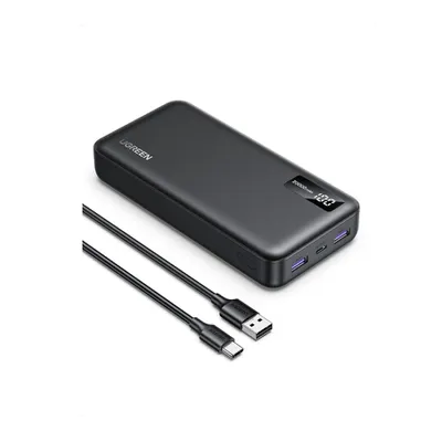 Pin sạc dự phòng dùng cho điện thoại 20000mAh Li-ion màu đen 3 cổng đầu ra Ugreen 25683