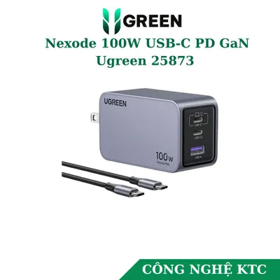 Củ sạc Nexode GaN Pro 100W 2 cổng USB-C và 1 USB Nexode Ugreen 25873
