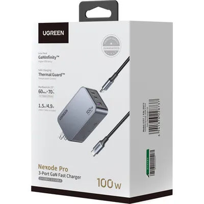 Củ sạc Nexode GaN Pro 100W 2 cổng USB-C và 1 USB Nexode Ugreen 25873