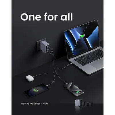 Củ sạc Nexode GaN Pro 160W 2 cổng USB-C và 1 USB Nexode Ugreen 25876