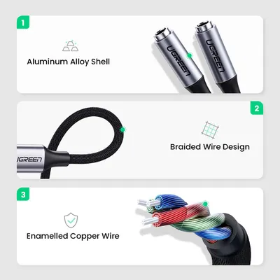 Cáp chuyển USB TYPE C sang 2 Cổng Audio 3.5 Ugreen 30732