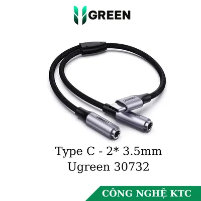 Cáp chuyển USB TYPE C sang 2 Cổng Audio 3.5 Ugreen 30732