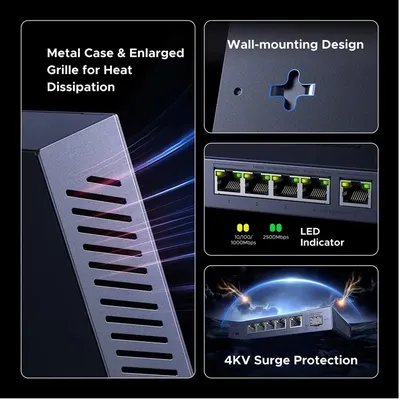 Bộ chia mạng gigabit 5 cổng LAN 2.5Gbps và 10Gbps Ugreen 35048EU CM753