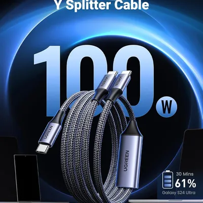 Cáp sạc USB Type C ra 2 cổng Type C  dài 1.5m 100W Ugreen 35087 US561