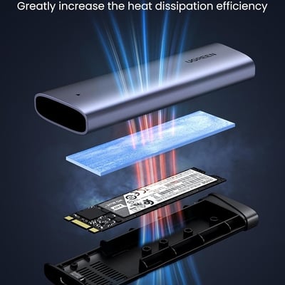Thiết bị đựng ổ cứng cỡ M.2 dùng để kết nối ổ cứng Sata NVME với máy tính qua cổng usb-C Ugreen 35267 CM767