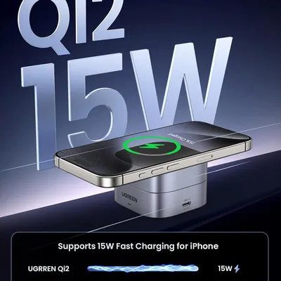 Sạc cho điện thoại tai nghe đồng hồ  Qi 15W  USB-C PD Ugreen 35316 W702