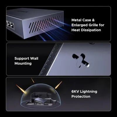 Bộ chia mạng gigabit 6 cổng hỗ trợ POE Ugreen 35371 CM741