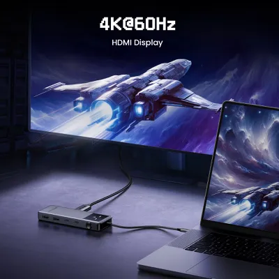 Bộ chuyển đổi USB-C sang USB-C PD+2*USB 3.2+2*USB-C 3.2+HDMI Groovy Robot Uno Ugreen 35998 CD361