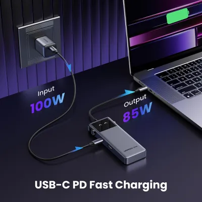 Bộ chuyển đổi USB-C sang USB-C PD+2*USB 3.2+2*USB-C 3.2+HDMI Groovy Robot Uno Ugreen 35998 CD361