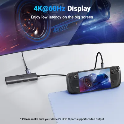 Bộ chuyển đổi USB-C sang USB-C PD+3*USB 3.0+RJ45+HDMI hỗ trợ 4K@60hz Ugreen 45000 CM512