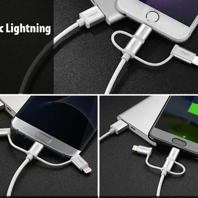 Cáp sạc Type-C+ Lightning + Micro USB 3 trong 1 dài 1.5m Ugreen 50203