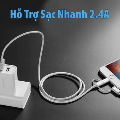 Cáp sạc Type-C+ Lightning + Micro USB 3 trong 1 dài 1.5m Ugreen 50203