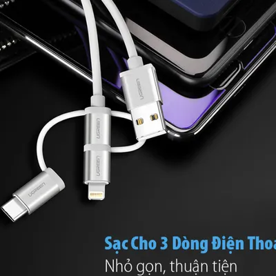 Cáp sạc Type-C+ Lightning + Micro USB 3 trong 1 dài 1.5m Ugreen 50203
