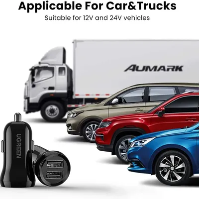 Sạc điện thoại 2 cổng 24W dùng trên ô tô màu đen Ugreen 50875 ED018