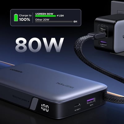 Pin sạc dự phòng dùng cho điện thoại  laptop 20000mAh Lithium có dây USB-C tích hợp Ugreen 55992B PB551