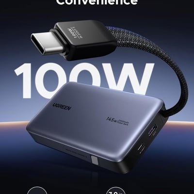 Pin sạc dự phòng dùng cho điện thoại  laptop 20000mAh Lithium có dây USB-C tích hợp Ugreen 55992B PB551