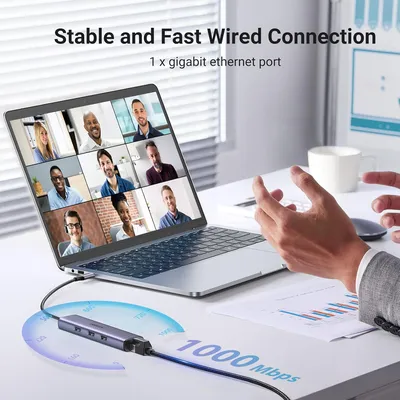Bộ chia Type C 3 cổng USB 3.0 + Lan RJ45 Ugreen 60600