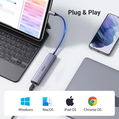 Bộ chia Type C 3 cổng USB 3.0 + Lan RJ45 Ugreen 60600