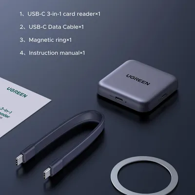 Đầu đọc thẻ TF + SD chân cắm USB-C có cổng sạc USB-C Ugreen 65095 CM898