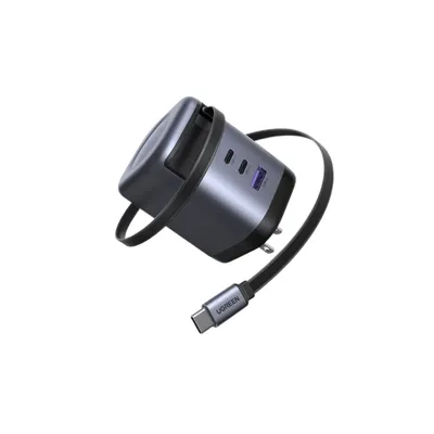 Sạc điện thoại 2 cổng USB-C và 1 cổng USB-A GaN 100W kèm dây rút USB-C Ugreen 65827 X616