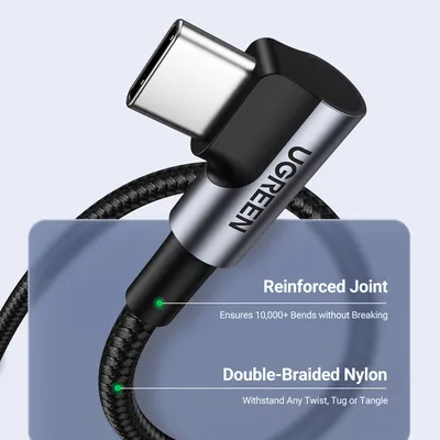 Cáp sạc Type C bẻ góc 90 dài 1m PD 100W Ugreen 70643 US334