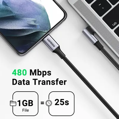 Cáp sạc Type C bẻ góc 90 dài 1m PD 100W Ugreen 70643 US334