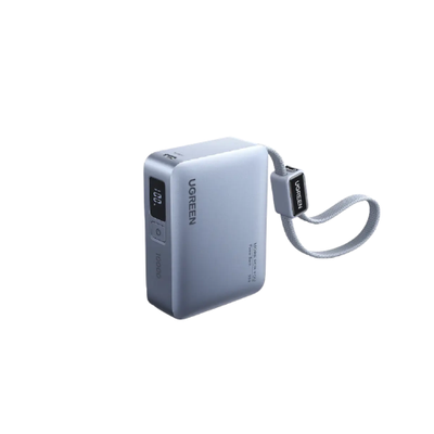 Pin sạc dự phòng dùng cho điện thoại laptop 10000mAh màu xanh 3 cổng đầu ra tích hợp dây 25cm Ugreen 75173B PB584