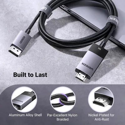 Cáp chuyển DisplayPort 1.4 to HDMI 2.1 Cable 8K@60Hz 4K@120Hz Active Ugreen 80397 DP115