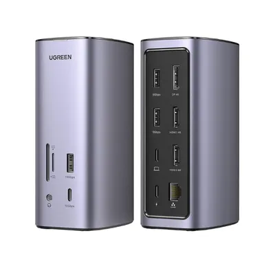 Bộ chuyển Type C sang 3*USB 3.0+2*HDMI+1DP+RJ45+SD&TF+3.5mm Ugreen (90325)