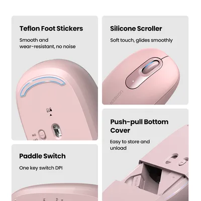 Chuột không dây 2.4G màu hồng Ugreen 90686 MU105
