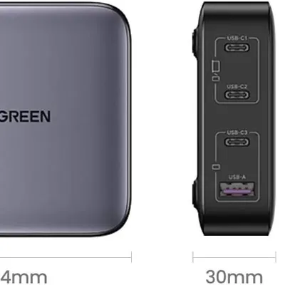 Củ sạc 2 cổng USB-C và 2 USB Nexode công nghệ GaN 100W màu đen Ugreen 90928