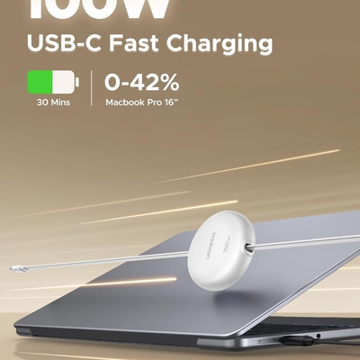 Cáp dữ liệu USB Type-C dạng rút gọn dài 1M màu trắng Ugreen 95673 L531