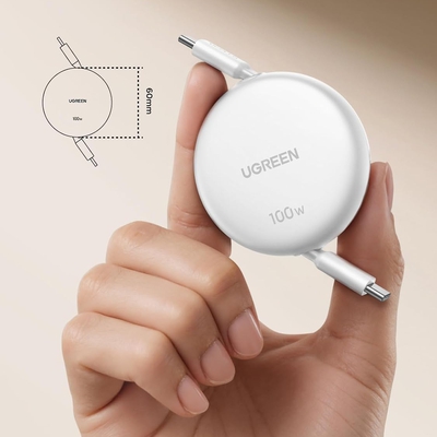 Cáp dữ liệu USB Type-C dạng rút gọn dài 1M màu trắng Ugreen 95673 L531