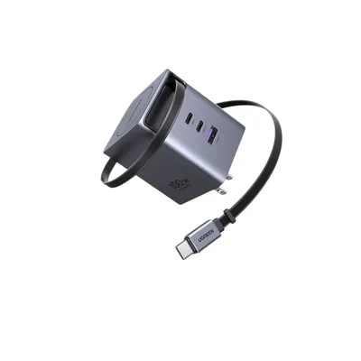 Sạc điện thoại 2 cổng USB-C và 1 cổng USB-A GaN 100W kèm dây rút USB-C Ugreen 65827 X616