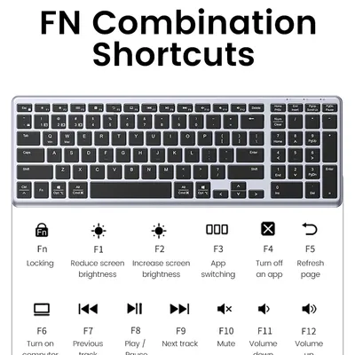Wireless Ultra Slim Wireless & Bluetooth Keyboard Ugreen 15258