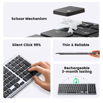 Wireless Ultra Slim Wireless & Bluetooth Keyboard Ugreen 15258