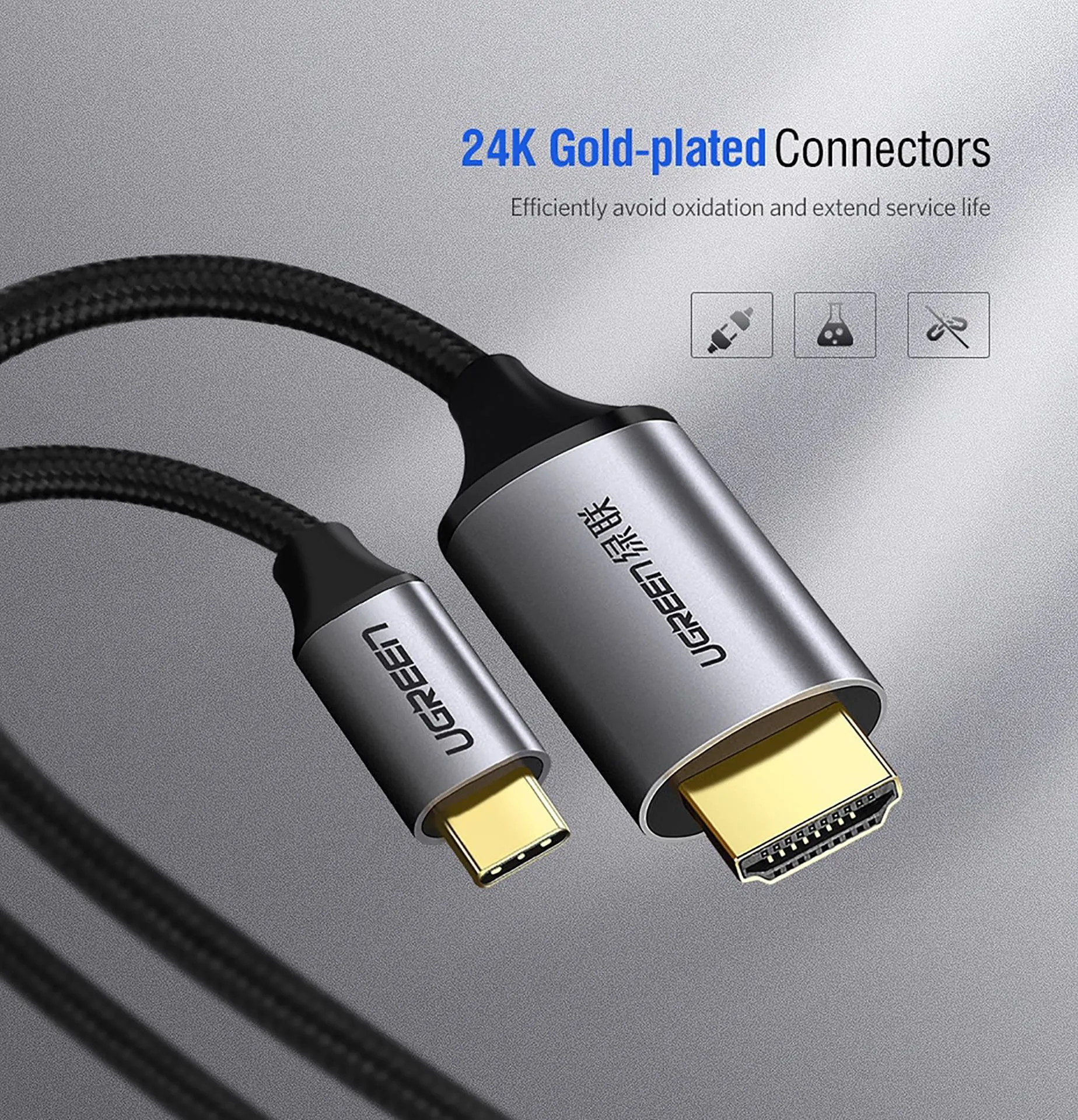 Cable USB-C 3.1 a HDMI 4K Ugreen 50570 1.5M, Compatible Con