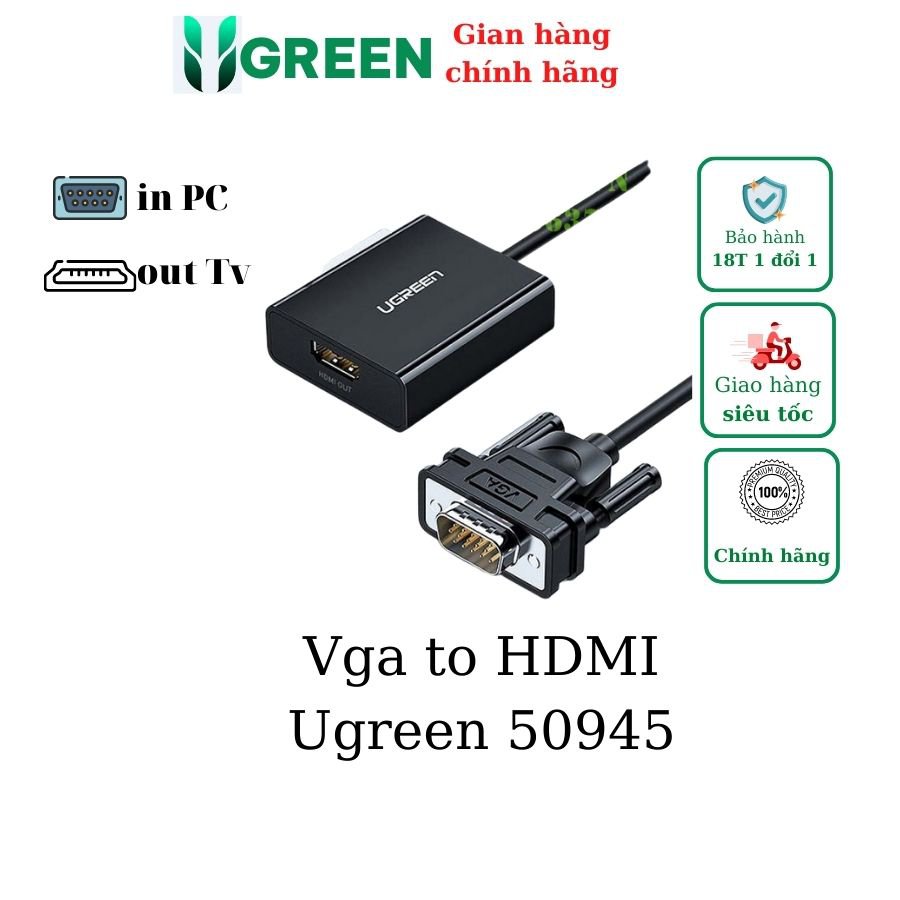Cáp chuyển VGA sang HDMI Ugreen 50945