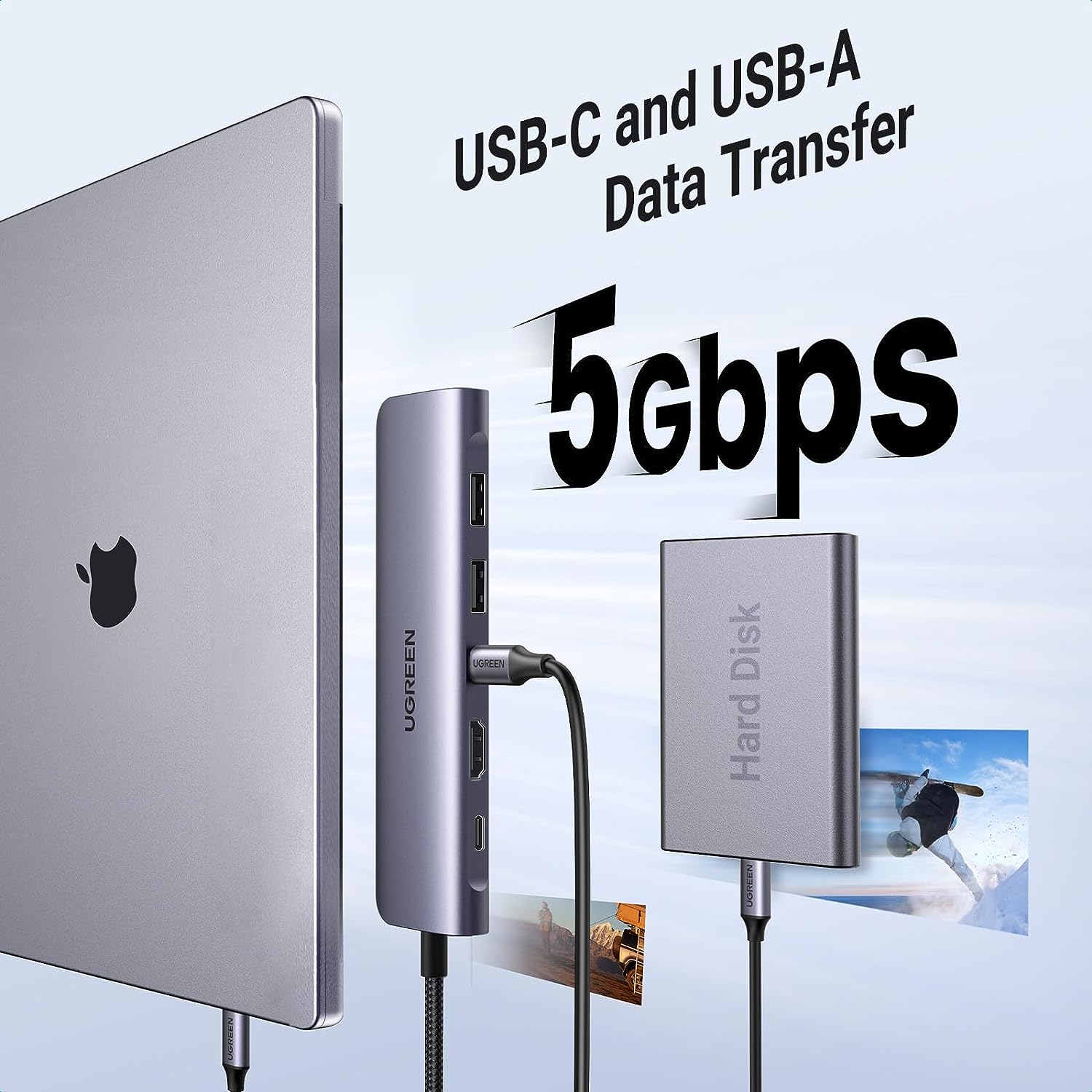 Bộ chuyển Type C to HDMI 4k@30Hz + 2 x USB 3.0 + USB-C + SD&TF + PD Ugreen 15214 CM195 Bộ chuyển Type C to HDMI 4k@30Hz + 2 x USB 3.0 + USB-C + SD&TF + PD Ugreen 15214 CM195