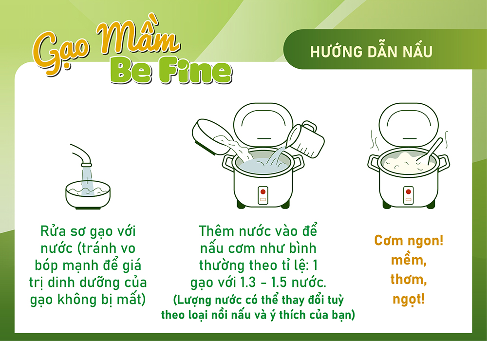 Hướng dẫn nấu gạo mầm Be Fine Phúc An Hướng dẫn nấu gạo mầm Be Fine Phúc An