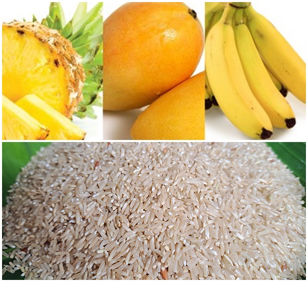 Kết hợp gạo mầm với trái cây Kết hợp gạo mầm với trái cây