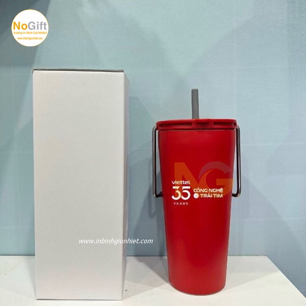 Ly giữ nhiệt in logo Viettel màu đỏ 540ml Ly giữ nhiệt in logo Viettel màu đỏ 540ml