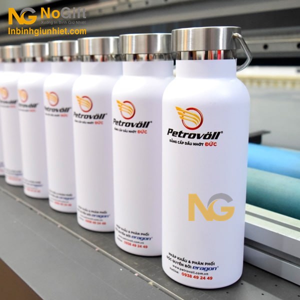 Bình giữ nhiệt cao cấp Lock and Lock màu trắng in logo Bình giữ nhiệt cao cấp Lock and Lock màu trắng in logo