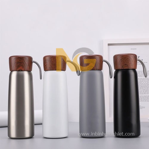 Bình giữ nhiệt nắp vân gỗ in logo quà tặng khuyến mãi Bình giữ nhiệt nắp vân gỗ in logo quà tặng khuyến mãi