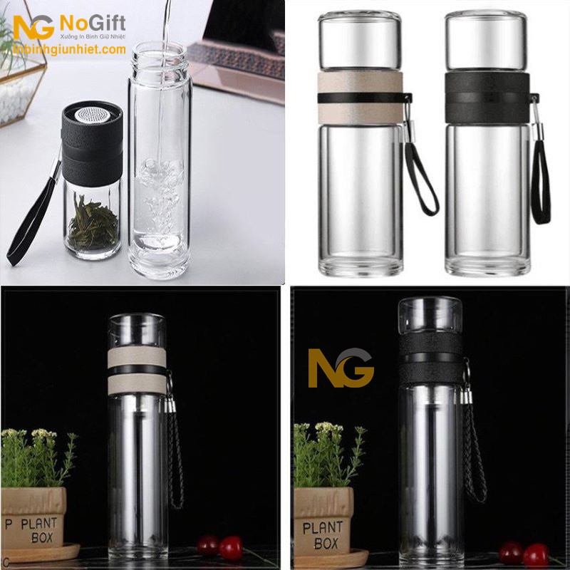 Bình giữ nhiệt vỏ thủy tinh 2 lớp in logo hcm theo yêu cầu Bình giữ nhiệt vỏ thủy tinh 2 lớp in logo hcm theo yêu cầu