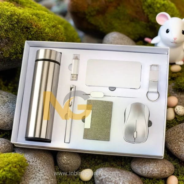 Bình giữ nhiệt quà tặng in logo doanh nghiệp USB Cục sạc dự phòng bút bi màu bạc Bình giữ nhiệt quà tặng in logo doanh nghiệp USB Cục sạc dự phòng bút bi màu bạc