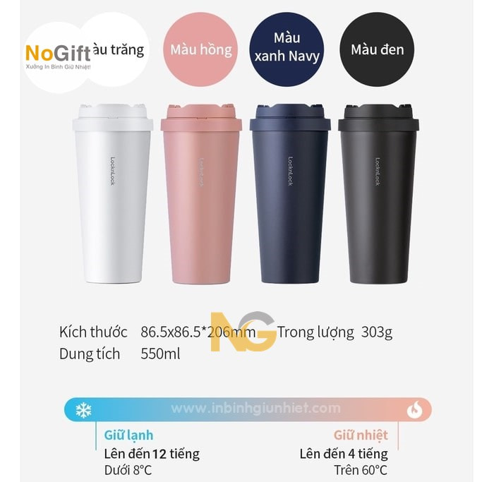 Ly giữ nhiệt inox Lock Lock LCH3249 550ml in tên Ly giữ nhiệt inox Lock Lock LCH3249 550ml in tên