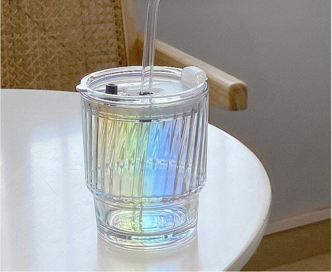 ly giữ nhiệt thủy tinh màu cầu vòng ly giữ nhiệt thủy tinh màu cầu vòng