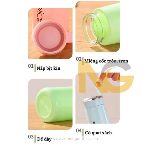 Bình nước nhựa lõi thủy tinh 400ml